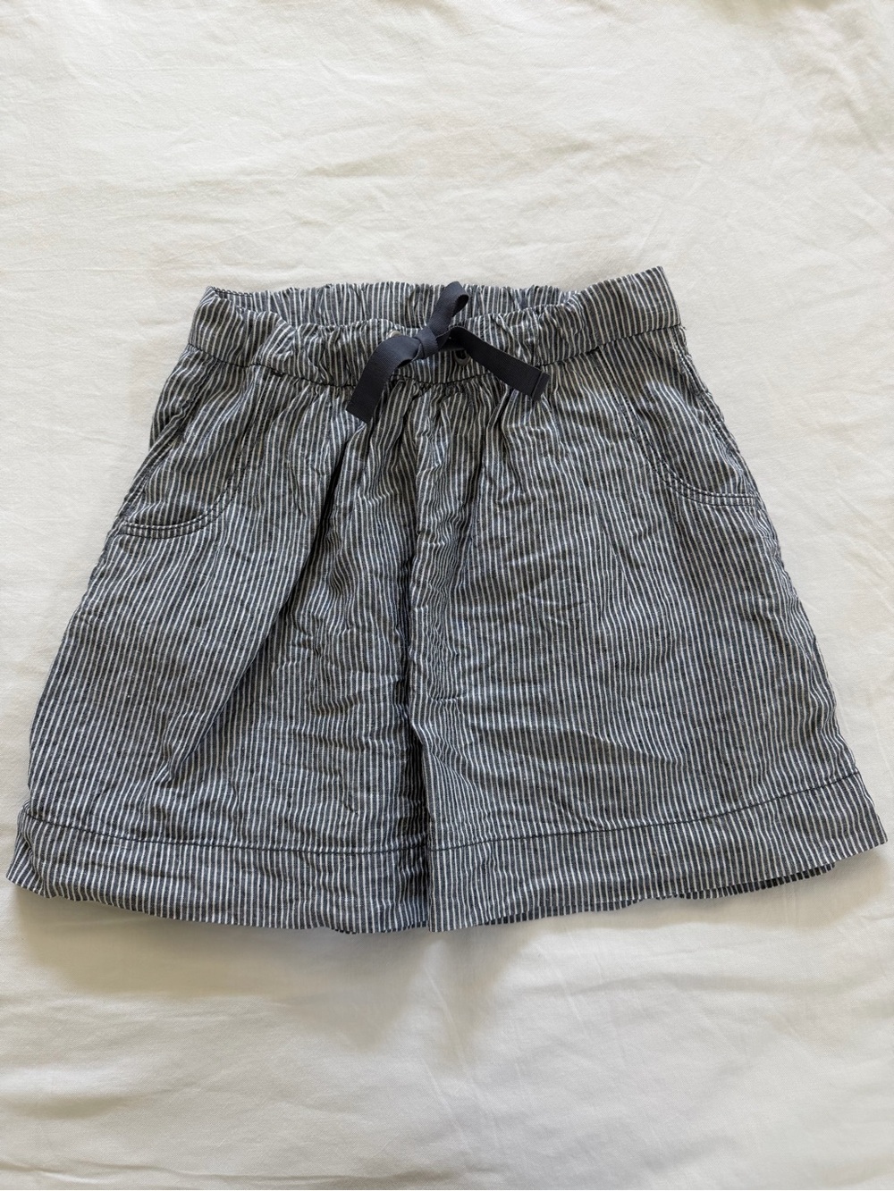 Above the Knee Striped Skirt in Navy and White